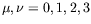 $\mu, \nu=0,1,2,3$