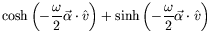 $\displaystyle \cosh\left(-\frac{\omega}{2}\vec{\alpha}\cdot\hat{v}\right) +
\sinh\left(-\frac{\omega}{2}\vec{\alpha}\cdot\hat{v}\right)$