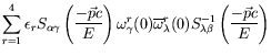 $\displaystyle \sum^4_{r=1} \epsilon_r S_{\alpha\gamma}\left(\frac{-\vec{p}c}{E}...
...line{\omega}^r_\lambda(0)
S_{\lambda\beta}^{-1}\left(\frac{-\vec{p}c}{E}\right)$