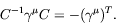 \begin{displaymath}
C^{-1}\gamma^\mu C = - (\gamma^\mu)^T.
\end{displaymath}