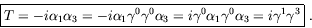 \begin{displaymath}
\fbox{$\displaystyle
T = -i\alpha_1\alpha_3 = -i\alpha_1\gam...
... =
i\gamma^0\alpha_1\gamma^0\alpha_3 = i\gamma^1\gamma^3
$}\ .
\end{displaymath}