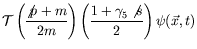 $\displaystyle \mathcal{T} \left( \frac{\not{p} + m}{2m} \right) \left( \frac{1 +
\gamma_5\not{s}}{2} \right) \psi(\vec{x},t)$