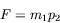 \begin{displaymath}
F = m_1p_2
\end{displaymath}