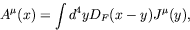 \begin{displaymath}
A^\mu(x) = \int d^4y D_F(x-y) J^\mu(y) ,
\end{displaymath}