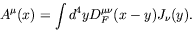 \begin{displaymath}
A^\mu(x) = \int d^4y D_F^{\mu\nu}(x-y) J_\nu(y) .
\end{displaymath}