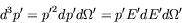 \begin{displaymath}
d^3p^\prime = {p^\prime}^2 dp^\prime d\Omega^\prime =
p^\prime E^\prime dE^\prime d\Omega^\prime
\end{displaymath}