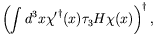 $\displaystyle \left( \int d^3x
{\chi^\prime}^\dagger(x) \tau_3 H \chi(x) \right)^\dagger ,$