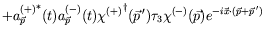 $\displaystyle +
{a^{(+)}_{\vec{p}}}^*(t)a^{(-)}_{\vec{p}}(t)
{\chi^{(+)}}^\dagg...
...prime})\tau_3\chi^{(-)}(\vec{p})
e^{-i\vec{x}\cdot(\vec{p}+\vec{p}^{\:\prime})}$