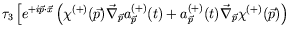 $\displaystyle \tau_3 \left[ e^{+i\vec{p}\cdot\vec{x}} \left(
\chi^{(+)}(\vec{p}...
...a^{(+)}_{\vec{p}}(t) \vec{\nabla}_{\vec{p}} \chi^{(+)}(\vec{p})
\right) \right.$