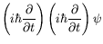 $\displaystyle \left(i\hbar\frac{\partial}{\partial
t}\right)\left(i\hbar\frac{\partial}{\partial t}\right)\psi$