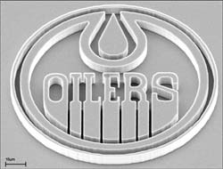 This Edmonton Oilers nano-logo could fit into the team jersey logo 16,000,000 times.