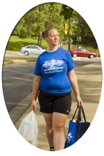 Woman carrying groceries