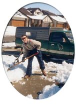 Shovelling snow off the walk