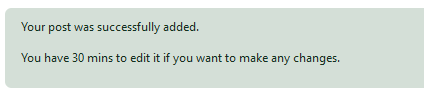 A message saying that a post has been successfully added