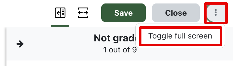 Pointing out where to toggle fullscreen at the top-right of the whole forum grader.
