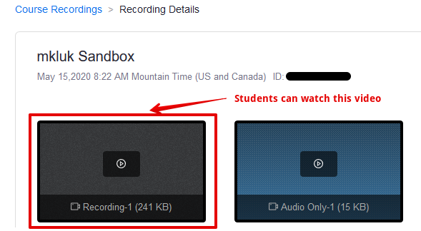 A cloud recording for the students to watch.