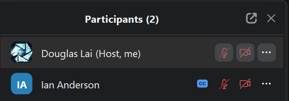 The options for assigning someone to manually write closed captions or turning on Live Transcript.