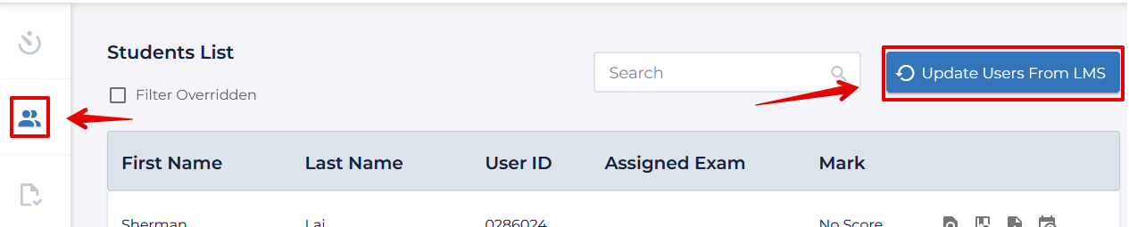 Update users from LMS button in Assign2