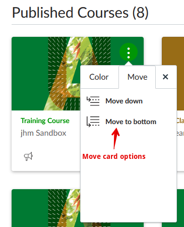 Move course card down or to the bottom of the list