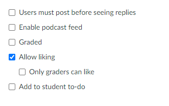 Settings for liking posts