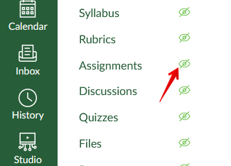 Hide assignments in left navigation panel