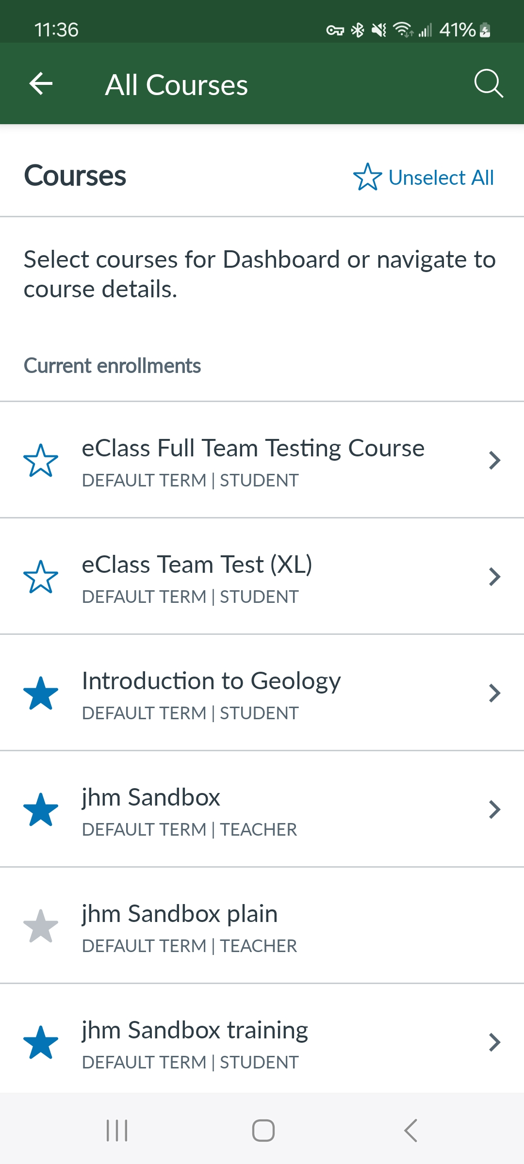 All courses page