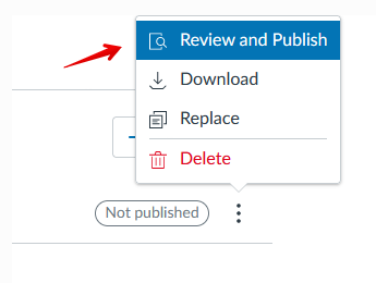 Dropdown option to review and publish