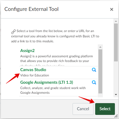 Select Canvas Studio and click Select button