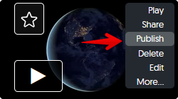 The publish option when hovering cursor over a yuja video