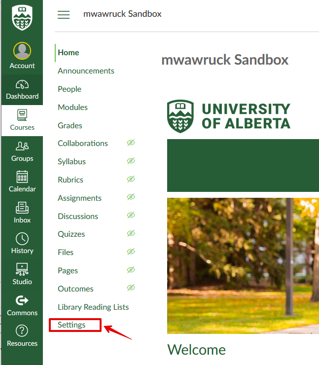 canvas course settings