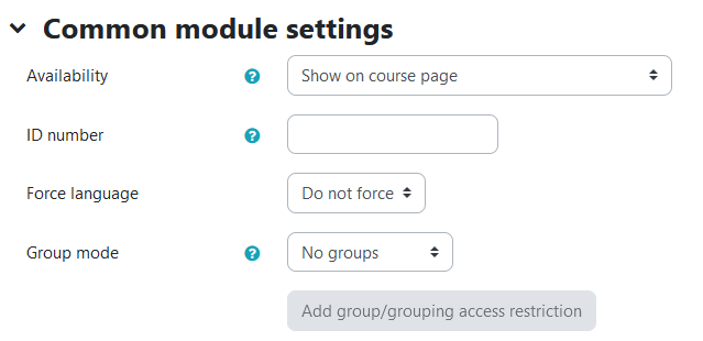 The common module settings for a forum.