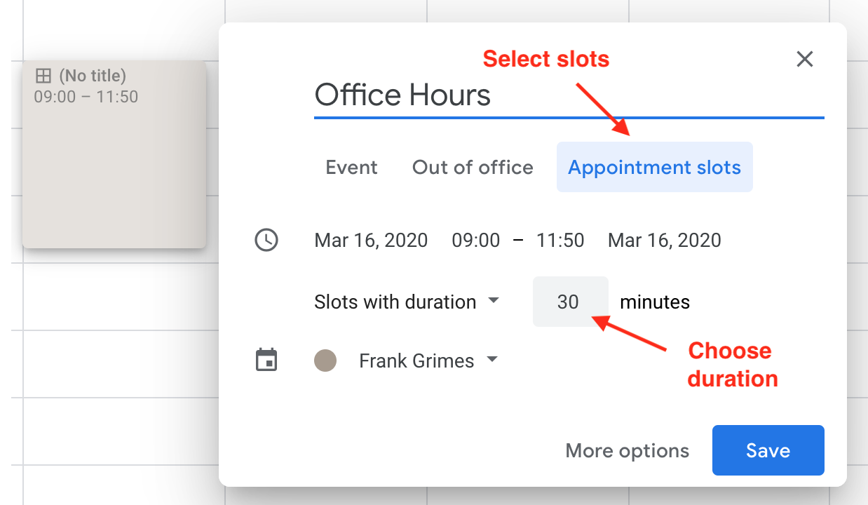 Appointment Slots On Google Calendar