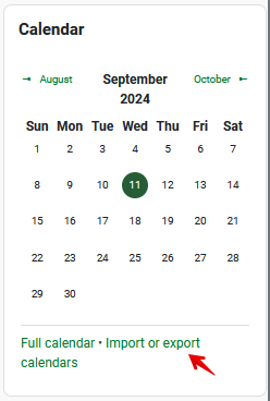 import/export function in eclass calendar