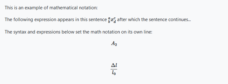 example mathematical notation text
