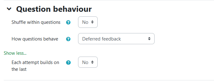 question behavior settings