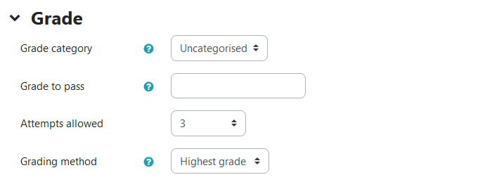 quiz grade settings