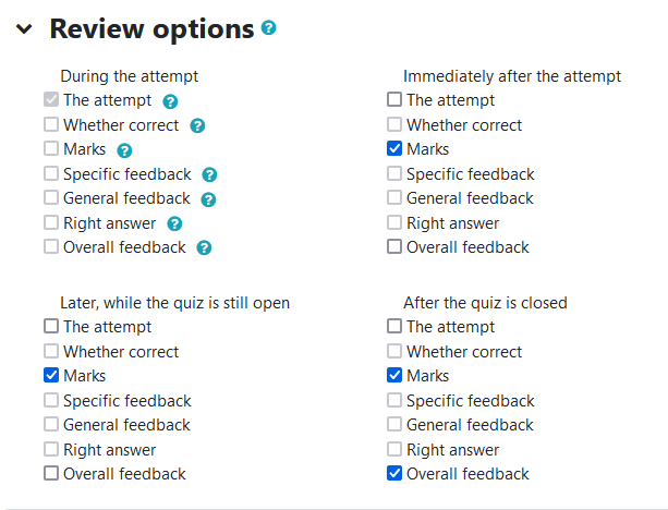 quiz review options