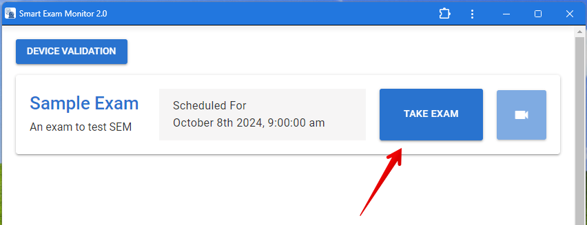 take exam button 