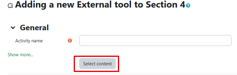 Click on "select content" in Yuja settings