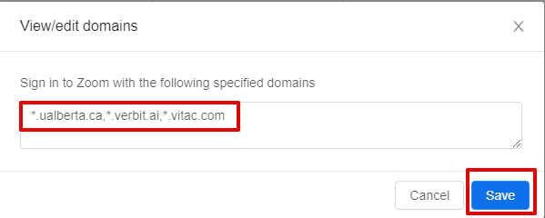 Adding additional domains like *.verbit.ai and saving them. 
