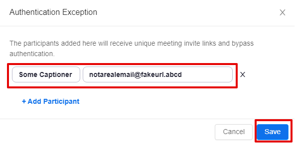 Adding in the name and email address of someone who is getting an Authentication Exception.