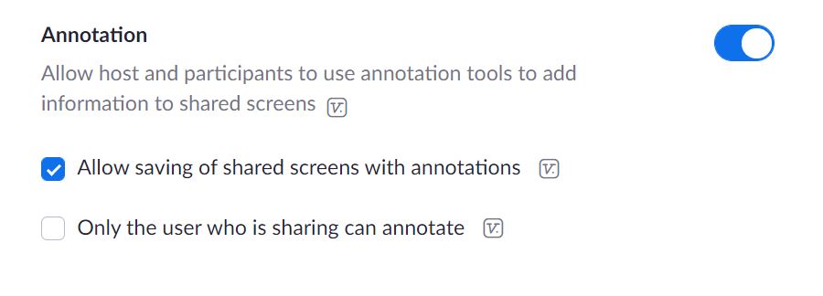 The Annotation setting, which can be turned off