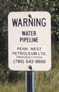 A sign for a pipeline that failed