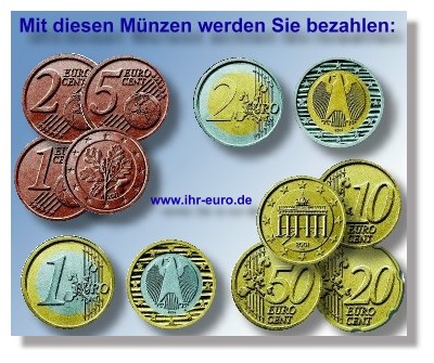 Die Übersicht zeigt die internationale Vorderseite und die nationale Rückseite Deutschlands.