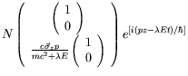 $\displaystyle N
\left(\begin{array}{c}
\left(\begin{array}{c}
1 \\  0
\end{arra...
...}{c}
1 \\  0
\end{array}\right)
\end{array}\right)
e^{[i(pz-\lambda Et)/\hbar]}$