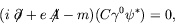 \begin{displaymath}
(i\not{\;\!\!\!\partial}+ e\not{\!\!A}- m)(C\gamma^0\psi^*) = 0,
\end{displaymath}