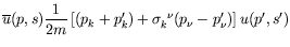 $\displaystyle \overline{u}(p,s) \frac{1}{2m} \left[ (p_k + p_k^\prime) +
\sigma_k^{\ \nu} (p_\nu - p_\nu^\prime) \right] u(p^\prime,s^\prime)$