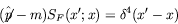 \begin{displaymath}
(\hat{\not{\;\!\!\!p}} - m) S_F(x^\prime;x) = \delta^4(x^\prime-x)
\end{displaymath}