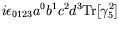 $\displaystyle i\epsilon_{0123} a^0b^1c^2d^3 \textrm{Tr}[\gamma_5^2]$