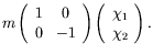 $\displaystyle m \left( \begin{array}{cc} 1 & 0 \\  0 & -1
\end{array} \right)
\left( \begin{array}{c} \chi_1 \\  \chi_2 \end{array}\right) .$